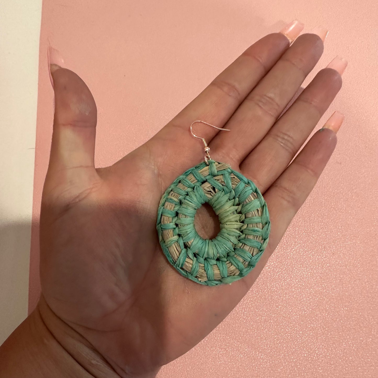 Woven Earrings- Mint & Grey