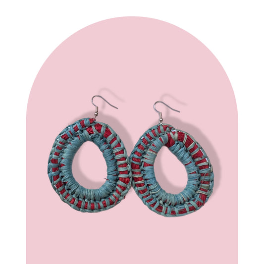 Woven Earrings- Blue & Red