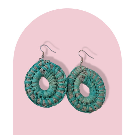 Woven Earrings- Mint & Grey