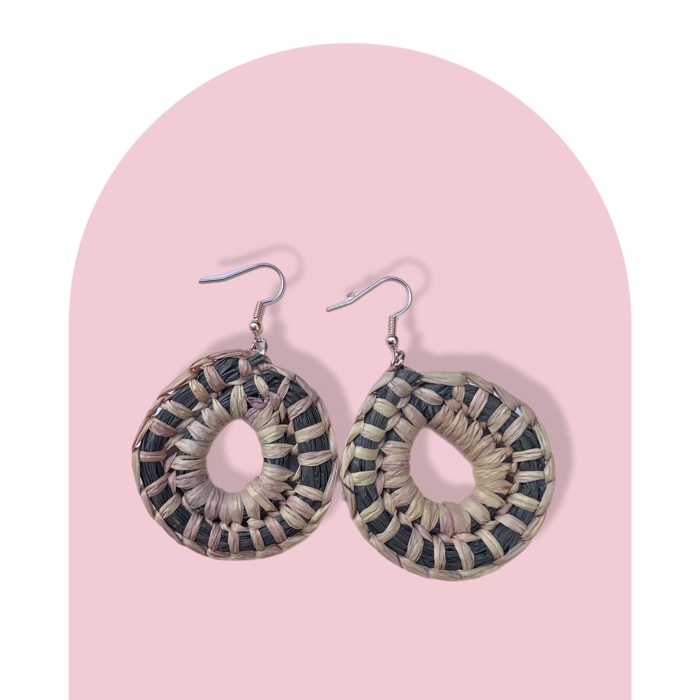 Woven Earrings- Blush & Grey