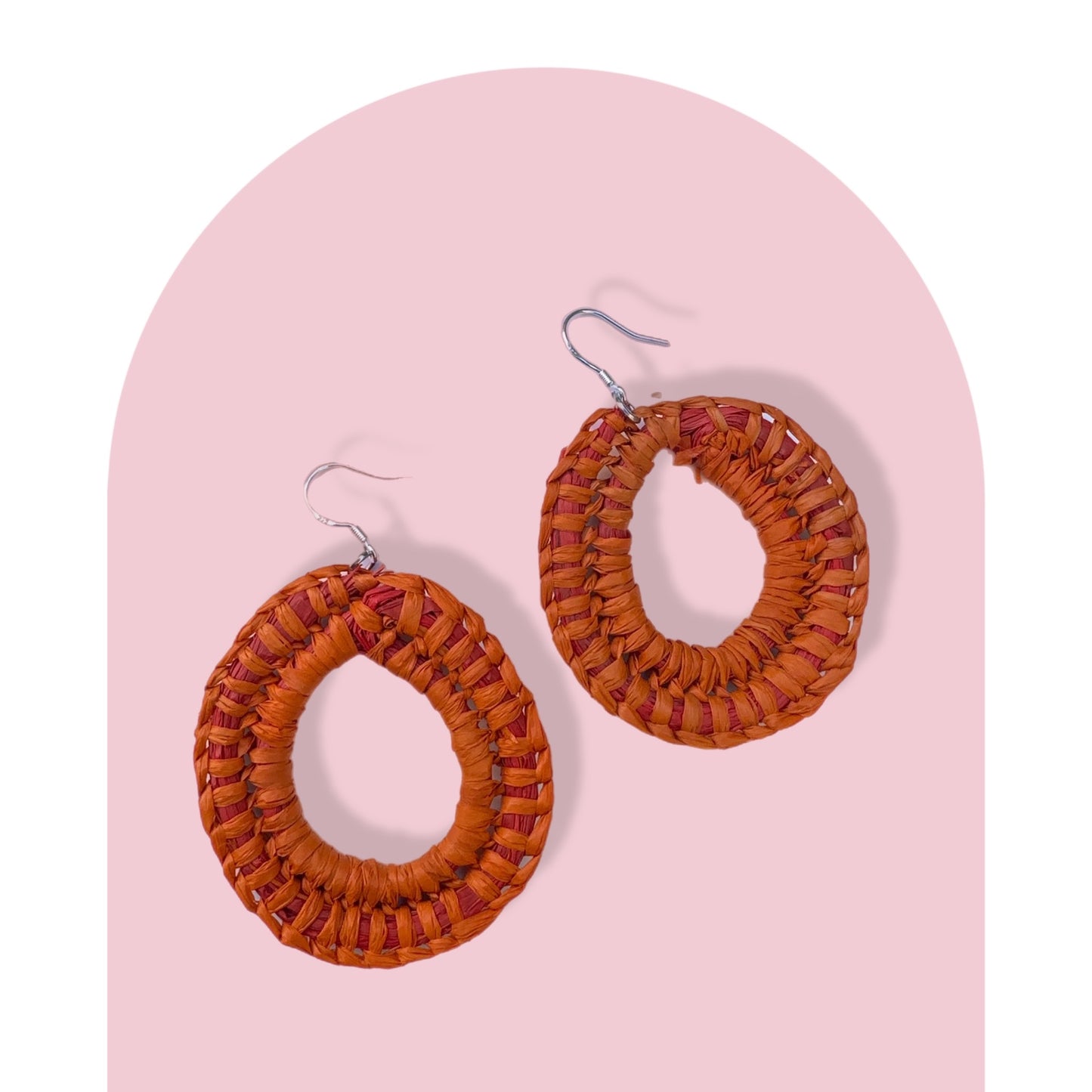 Woven Earrings- Orange & Red