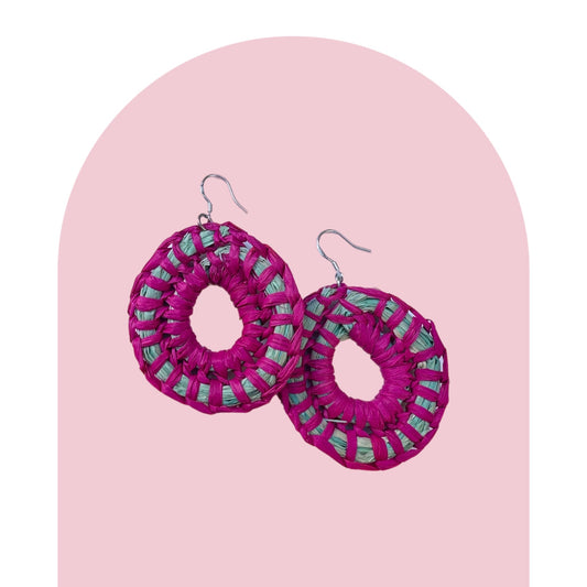 Woven Earrings- Pink & Mint