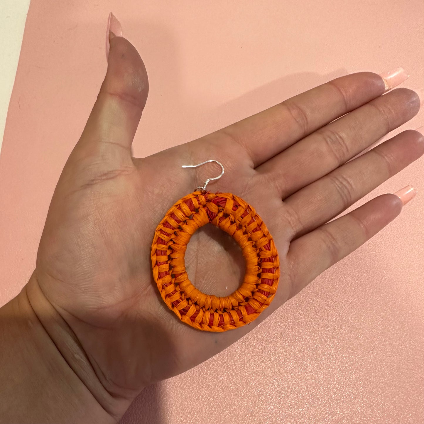 Woven Earrings- Orange & Red